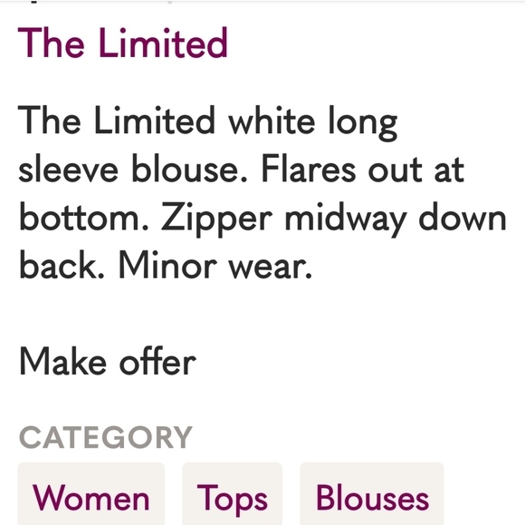 The Limited White Long Sleeve Blouse, size 3X - Picture 3 of 3